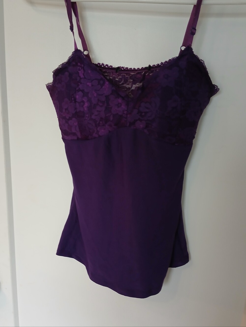 Vintage Purple Lace-Trim Cami Top